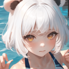 [LINEスタンプ] 夏の水着白パンダガールの画像（メイン）