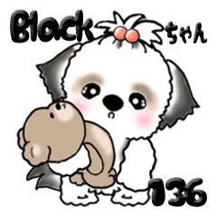 [LINEスタンプ] シーズー犬 136『black ＆ white』