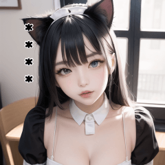 [LINEスタンプ] 黒白猫メイドOLの画像（メイン）