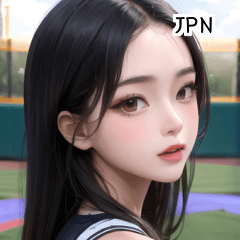 [LINEスタンプ] JPN 野球チアリーダー少女の画像（メイン）